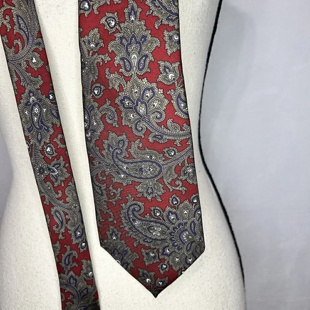 Christian Dior Monsieur Paisley Tie 100% Silk 59” X 4” USA Vintage